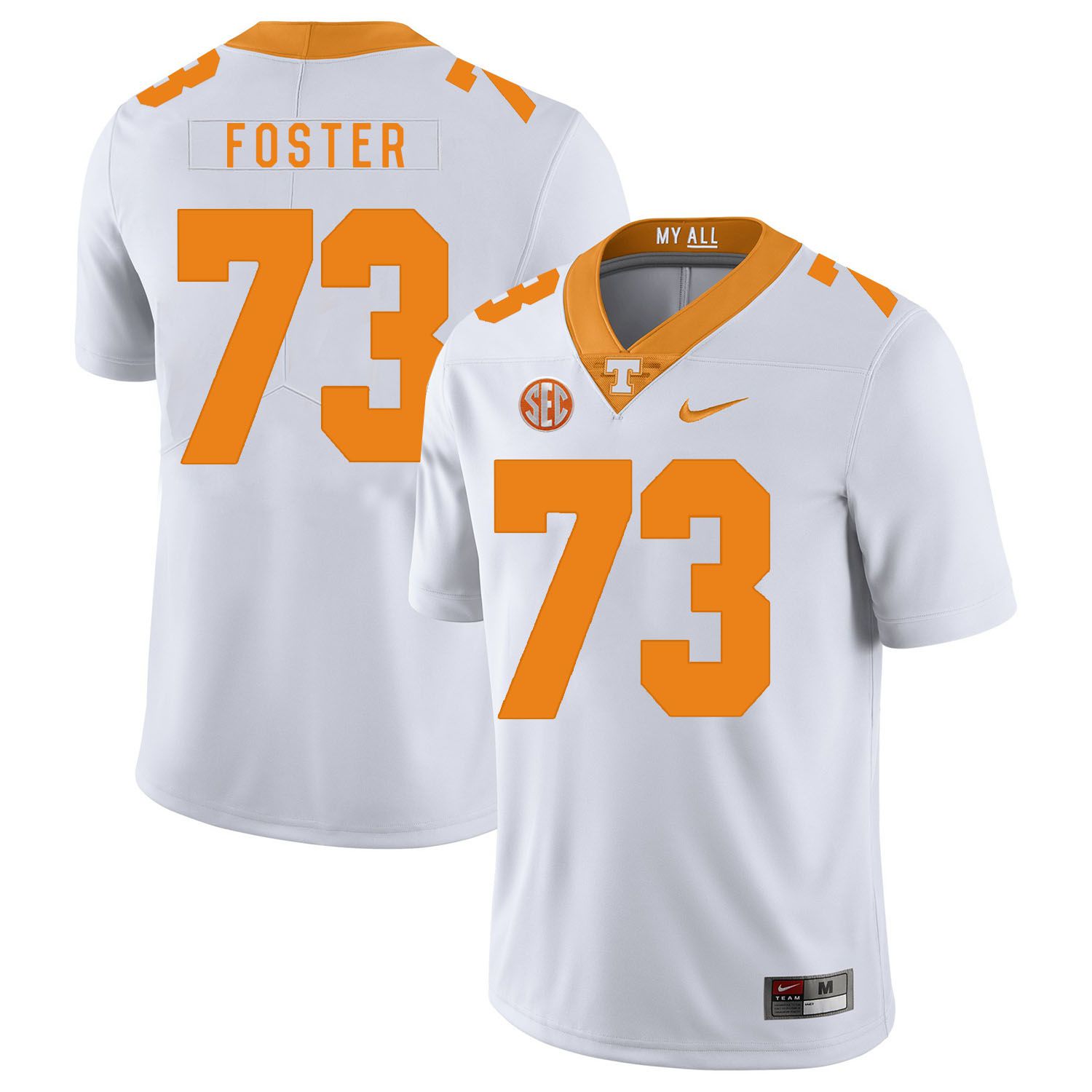 Men Tennessee Volunteers 73 Foster White Customized NCAA Jerseys